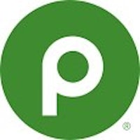 a green logo with the letter p